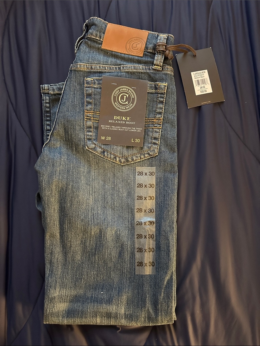 Cody James Wolfstooth Wash Duke Relaxed Bootcut Stretch Denim Jeans (28x30)